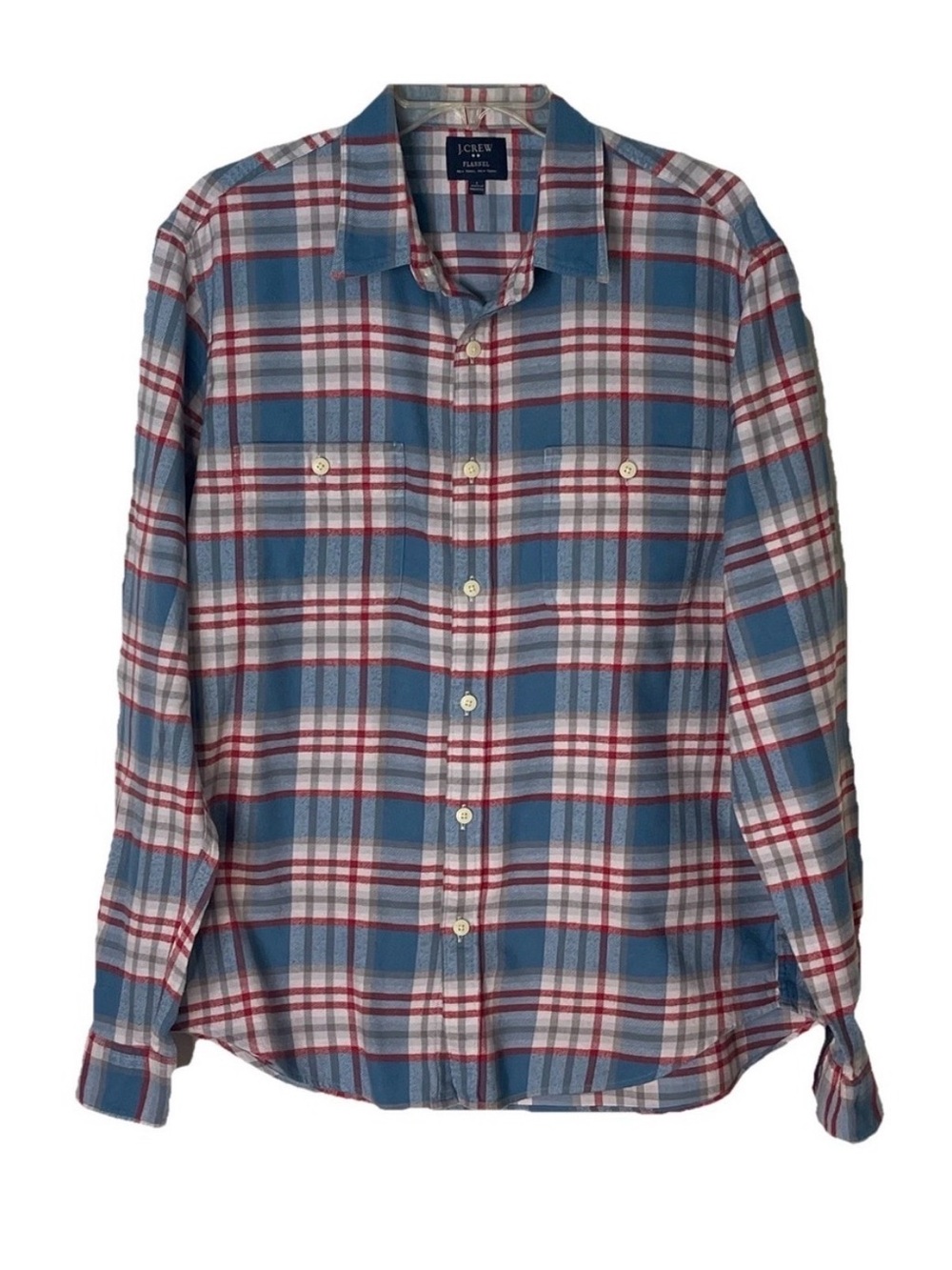 J.Crew Plaid Flannel Shirt in Blue, Red & White